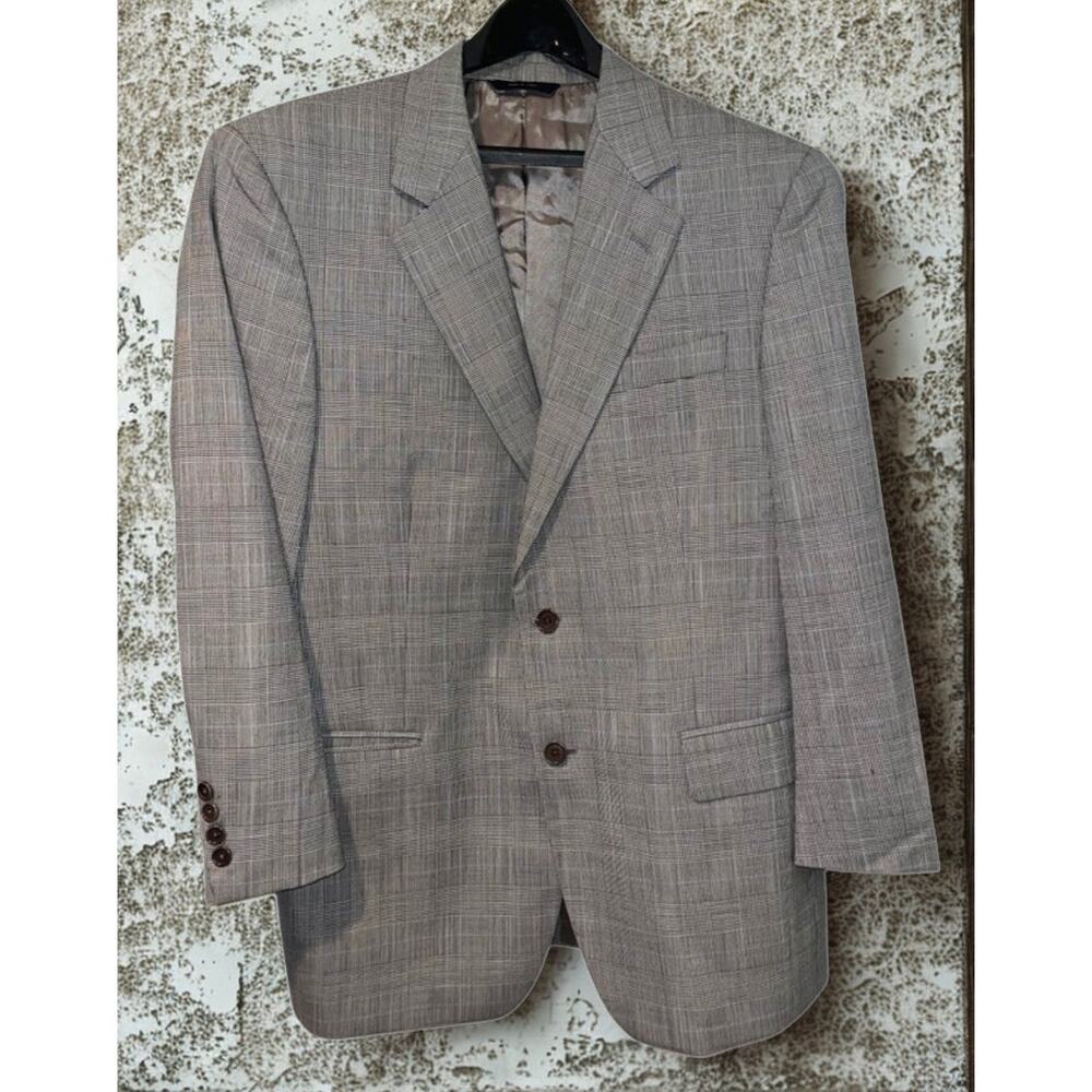 Brooks Brothers Gray Blue Plaid Wool Blazer Sport Coat Mens 40R Made In Italy